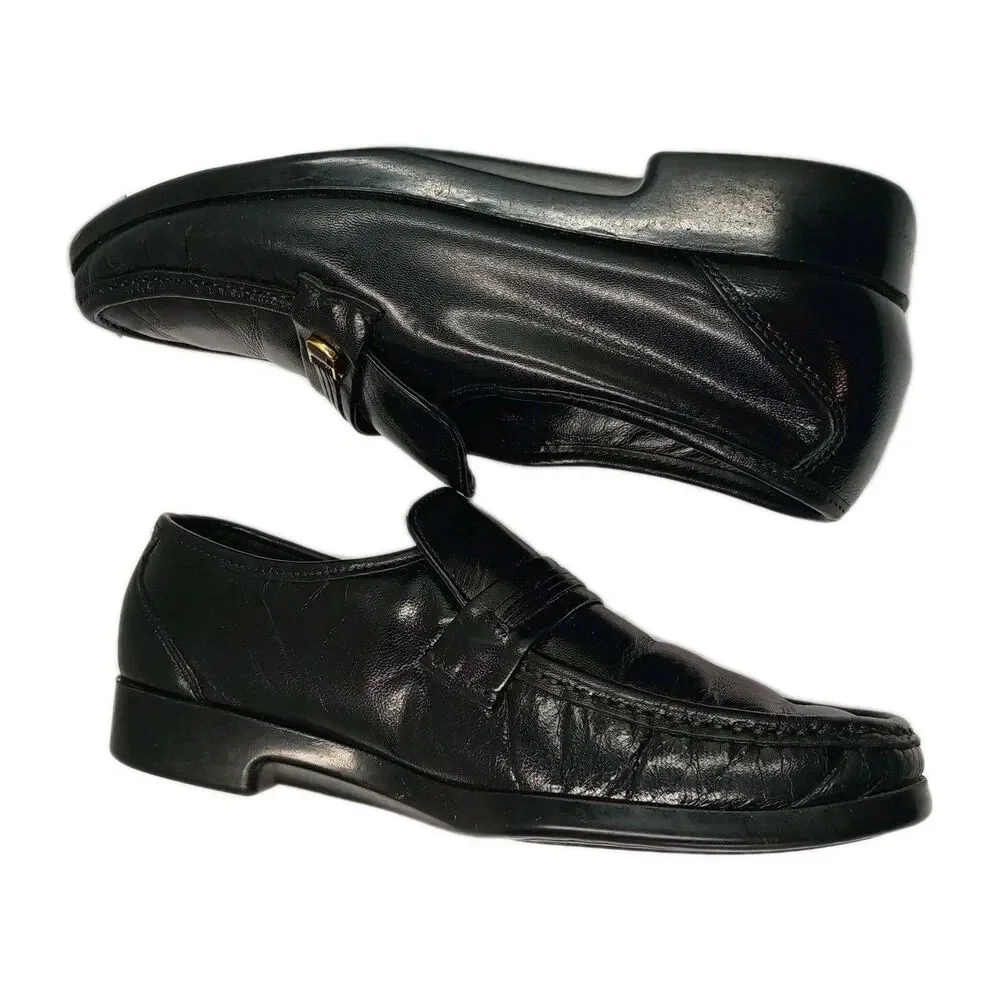 Florsheim Comfortech Dress Shoes Mens 8.5 D Black Loafer Leather Moc Toe Casual